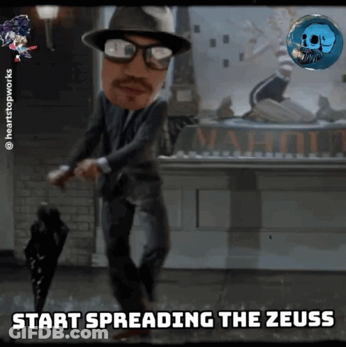 Man Holding Umbrella Saying Start Spreading The Zeuss GIF