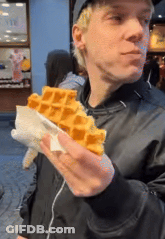 Man Holding Waffle GIF