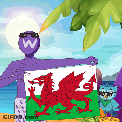 Man Holding Wales Flag GIF