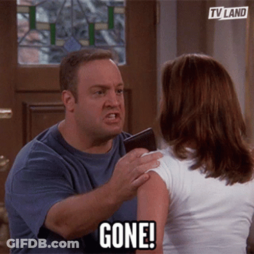 Man Holding Wallet Over Woman Shoulder Says Gone GIF