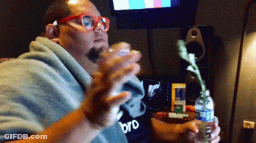 Man Holding Water Bottle Wearing Bro Shirt GIF