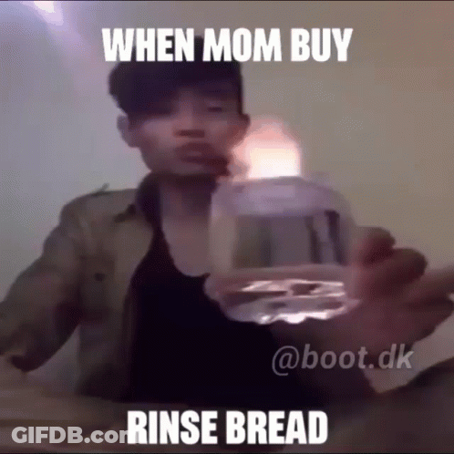 Man Holding Water Saying When Mom Buys Rinse Bread GIF