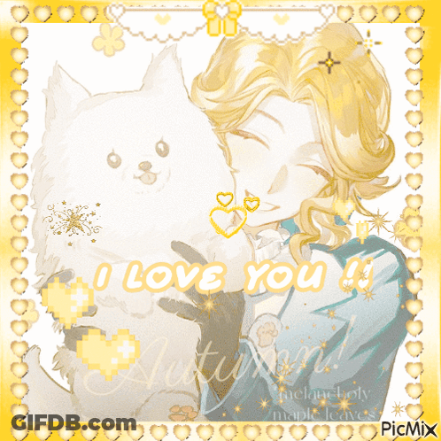 Man Holding White Dog Saying I Love You GIF
