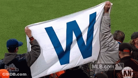 Man Holding White Flag With Blue W GIF