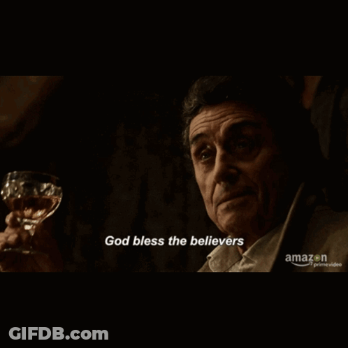 Man Holding Wine Saying Hold God Bless Believers GIF
