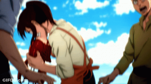 Man Holding Woman While Another Man Watches GIF