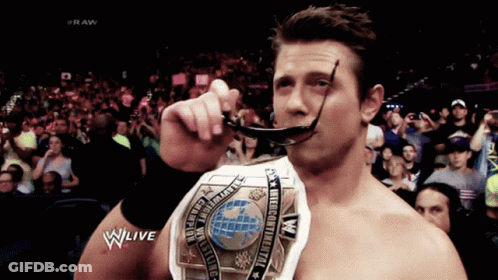 Man Holding World Wrestling Championship GIF