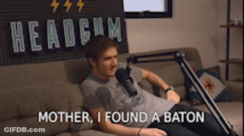Man Holds Microphone Headgum Mother I Found Baton GIF