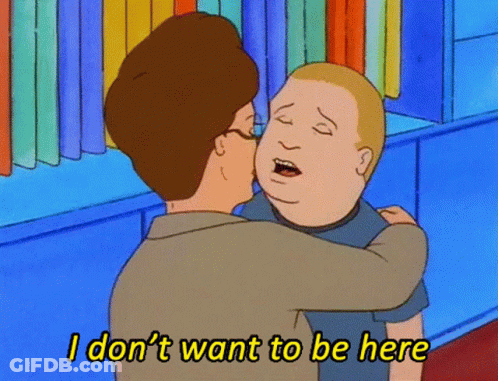 Man Hugging Another Man Saying I Don't Want To Be Here GIF