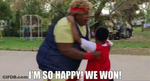Man Hugging Little Boy Says I'm So Happy We Won GIF