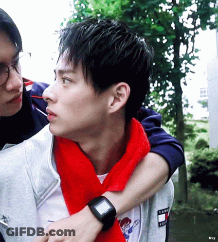 Man Hugging Man With Red Scarf GIF