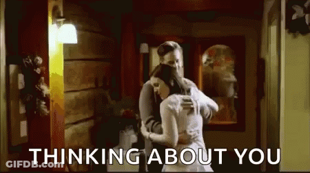 Man Hugging Woman Hallway Thinking About You GIF