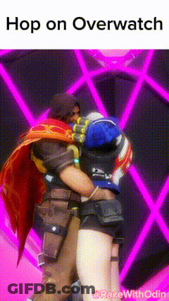 Man Hugging Woman Hop On Overwatch GIF