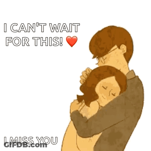 Man Hugging Woman Saying I Can't Wait GIF
