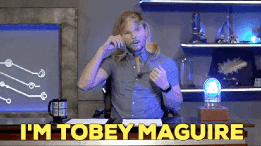 Man Impersonating Tobey Maguire GIF