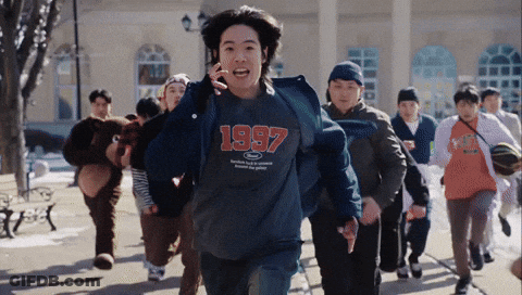 Man In 1997 Shirt Running GIF