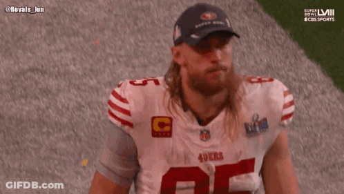 Man In 49Ers Jersey And Hat On Field GIF