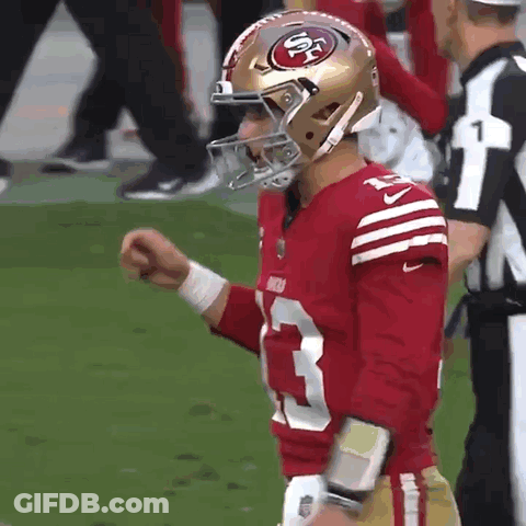 Man In 49Ers Jersey And Helmet On Field GIF