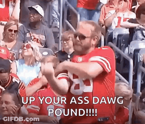 Man In 49Ers Jersey Dancing At Football Game GIF