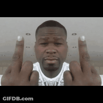 Man In 50 Cent Shirt Showing Middle Finger GIF