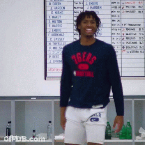 Man In 76Ers Sweatshirt GIF