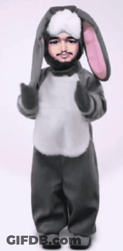 Man In A Costume Bunny Dancing GIF