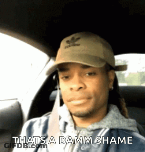 Man In Adidas Hat In Car Says That's A Damn Shame GIF