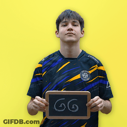 Man In Aldi Shirt Holding GG Sign GIF