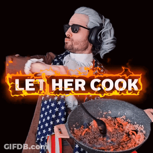 Man In American Flag Costume Holding Frying Pan GIF