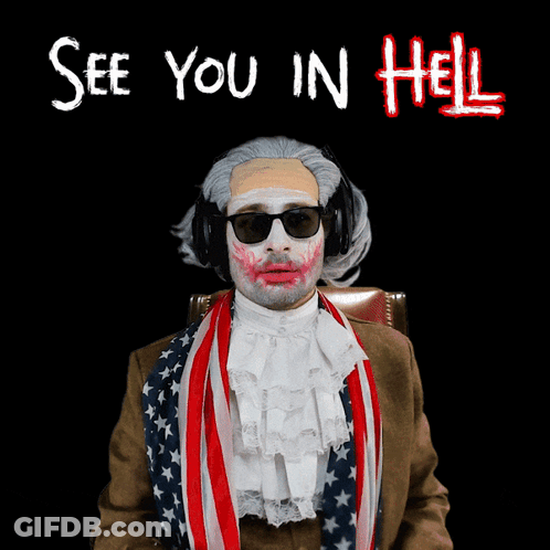 Man In American Flag Costume See You In Hell GIF