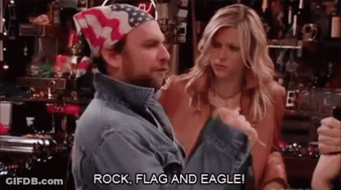 Man In American Flag Headband Says Rock Flag And Eagle GIF