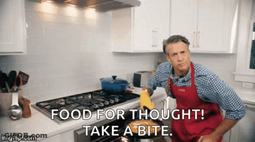 Man In Apron Cooking Food For Thought Take A Bite GIF