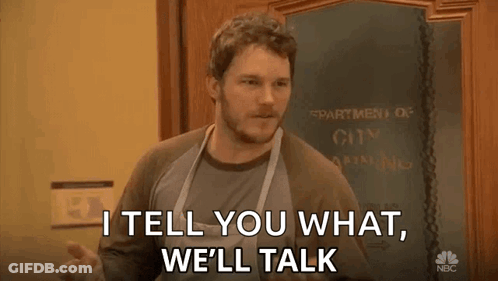 Man In Apron Saying I Tell You What We'll Talk GIF