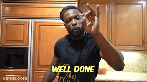 Man In Apron Saying Well Done Chef GIF