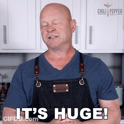 Man In Apron Says It's Huge GIF