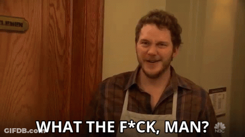 Man In Apron Smiling Asking What The F Ck Man GIF