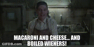 Man In Apron Talking About Macaroni And Cheese GIF