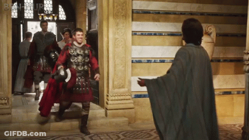 Man In Armor And Caped Man With Ben GIF