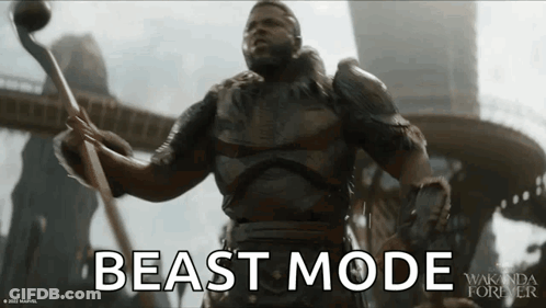 Man In Armor Holding Spear Beast Mode GIF