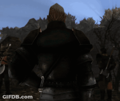 Man In Armor In Front Of Mountain GIF
