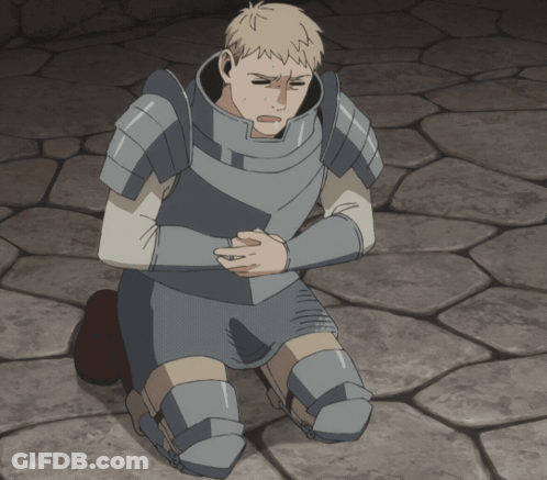 Man In Armor Kneeling With Hands On Chest GIF