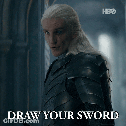 Man In Armor Saying Draw Your Sword GIF