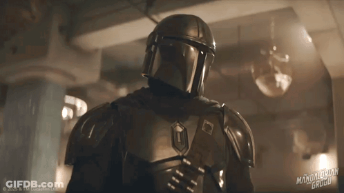 Man In Armor With Mandalorian Shield GIF