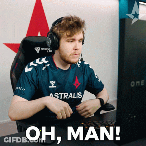 Man In Astralis Shirt Sitting At Computer GIF