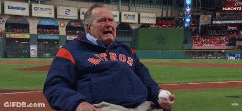 Man In Astros Jacket Holding Baseball GIF