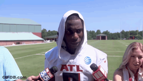 Man In ATL Jersey Interviewed By Fox 55 GIF