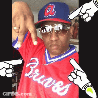 Man In Atlanta Braves Jersey And Hat GIF