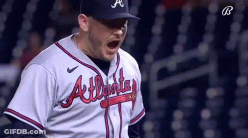 Man In Atlanta Braves Uniform Screaming GIF