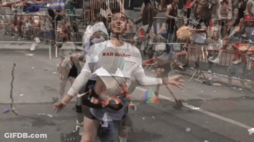 Man In Bad Habit Shirt Walking GIF