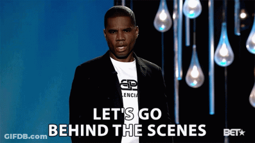 Man In Balenciaga Shirt Says Let's Go Behind The Scenes GIF